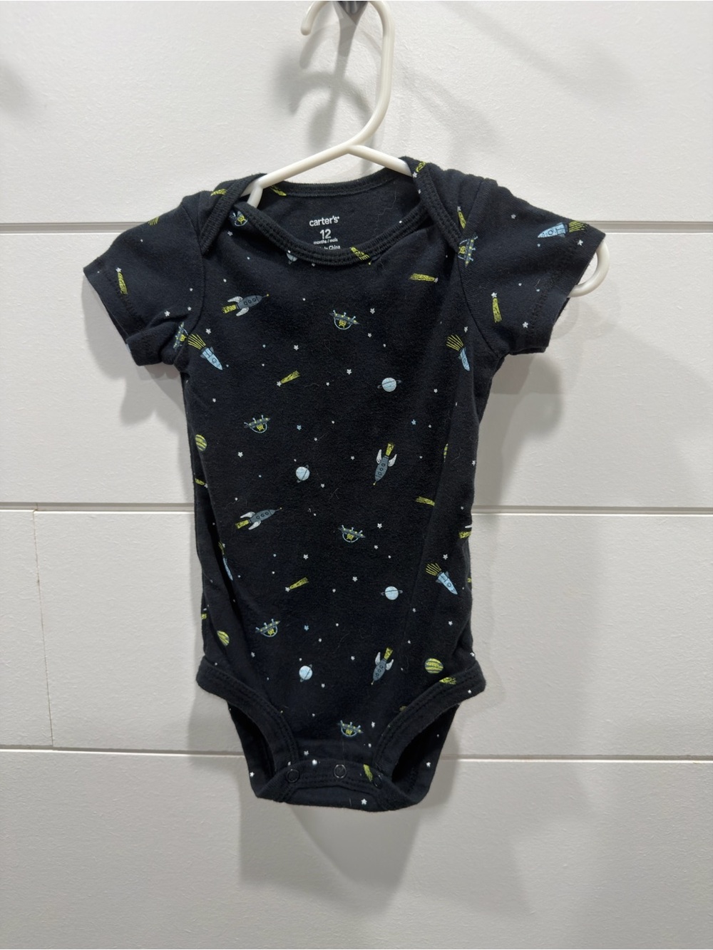 Carter's Black Space Rocket & Planet Baby One-Piece